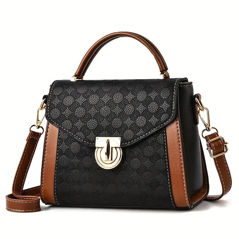 Vintage Pattern Square Shoulder Bag Work Satchel Bag Women's Bag