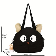 Cartoon Cat Shape Shoulder Bag Durable Canvas Crossbody Bag