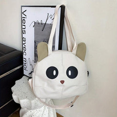 Cartoon Cat Shape Shoulder Bag Durable Canvas Crossbody Bag