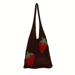 Strawberry Knitted Hobo Bag Large Capacity Crochet Beach Travel Bag