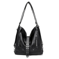 Vintage Studded Shoulder Bag Faux Leather Hobo Crossbody Purse