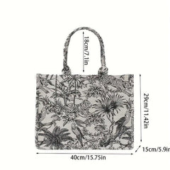 Flower Sketch Canvas Tote Bag Lightweight Shoulder Satchel Bag