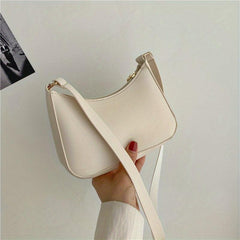 Zipper Solid Underarm Bag PU Leather Textured Bag Shoulder Bag