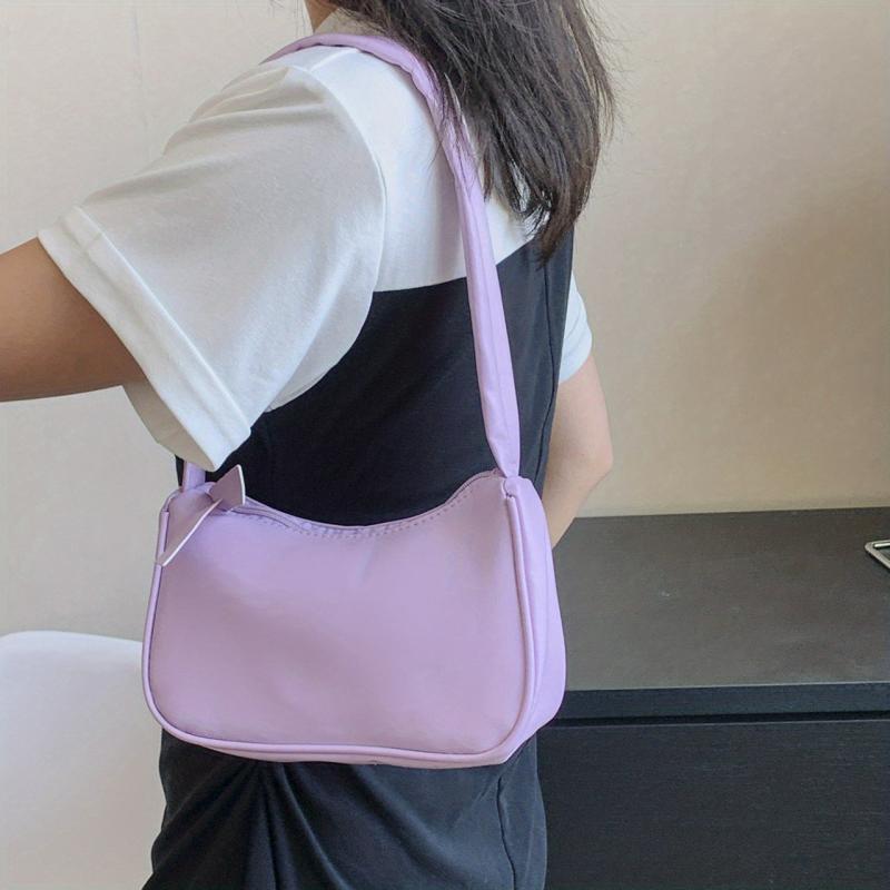 Vintage Solid Shoulder Bag Underarm Handbag Baguette Bag Purse