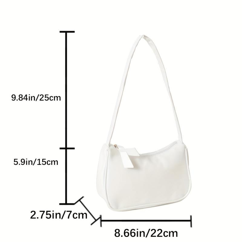 Vintage Solid Shoulder Bag Underarm Handbag Baguette Bag Purse