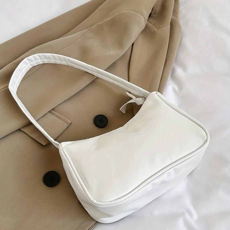 Vintage Solid Shoulder Bag Underarm Handbag Baguette Bag Purse