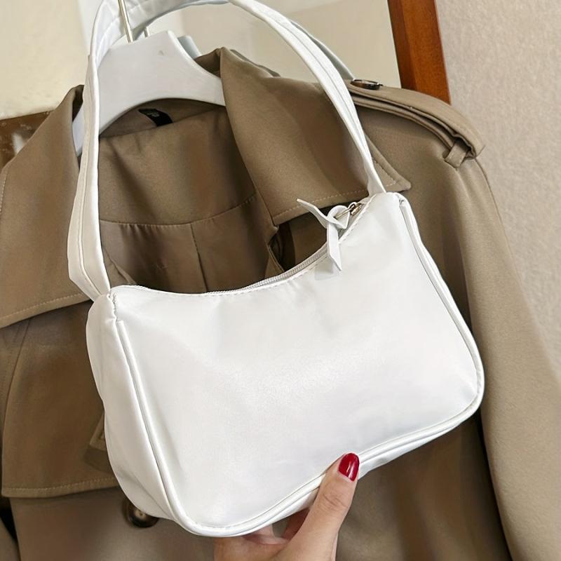 Vintage Solid Shoulder Bag Underarm Handbag Baguette Bag Purse