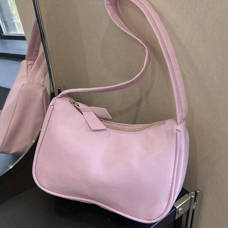 Vintage Solid Shoulder Bag Underarm Handbag Baguette Bag Purse
