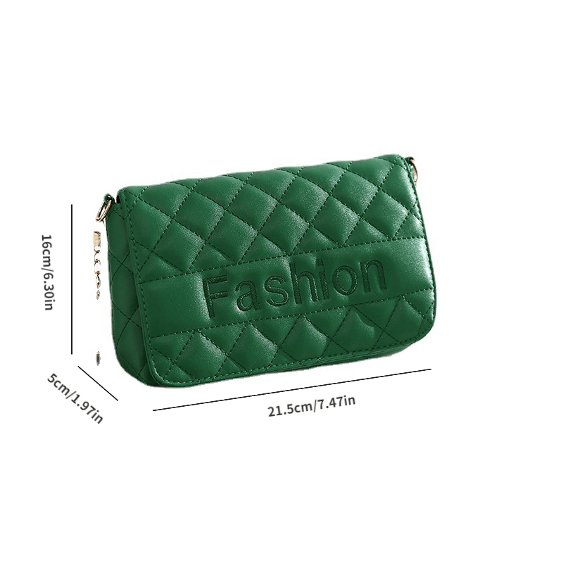 Quilted Chain Crossbody Bag PU Leather Textured Bag