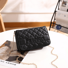 Quilted Chain Crossbody Bag PU Leather Textured Bag