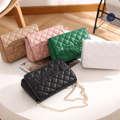 Quilted Chain Crossbody Bag PU Leather Textured Bag