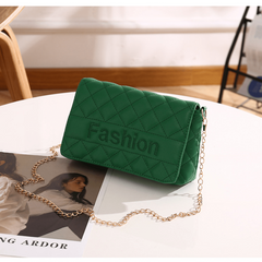 Quilted Chain Crossbody Bag PU Leather Textured Bag