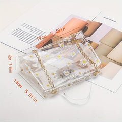 Daisy Pattern Shoulder Bag Transparent Satchel Bag