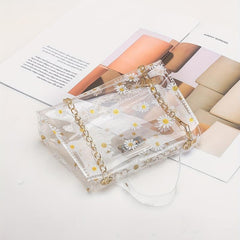Daisy Pattern Shoulder Bag Transparent Satchel Bag