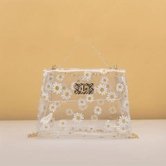 Daisy Pattern Shoulder Bag Transparent Satchel Bag