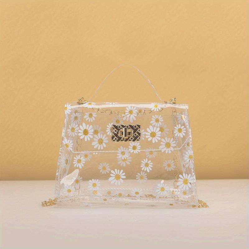 Daisy Pattern Shoulder Bag Transparent Satchel Bag