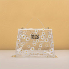 Daisy Pattern Shoulder Bag Transparent Satchel Bag