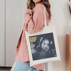 Music Girl Canvas Tote Bag Reusable Shopping Shoulder Portable Travel Beach