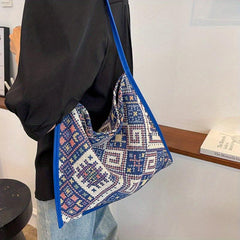 Ethnic Embroidered Canvas Hobo Bag Large Capacity Bohemian Crossbody Bag