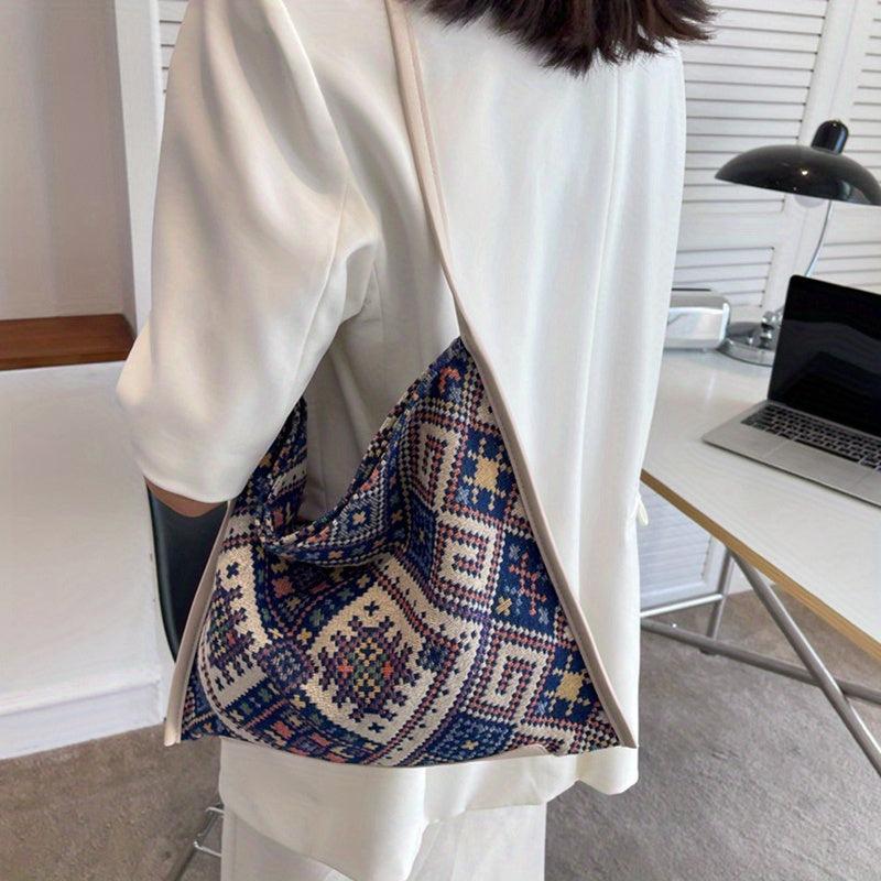 Ethnic Embroidered Canvas Hobo Bag Large Capacity Bohemian Crossbody Bag