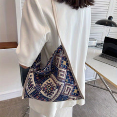 Ethnic Embroidered Canvas Hobo Bag Large Capacity Bohemian Crossbody Bag