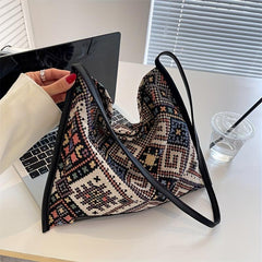 Ethnic Embroidered Canvas Hobo Bag Large Capacity Bohemian Crossbody Bag