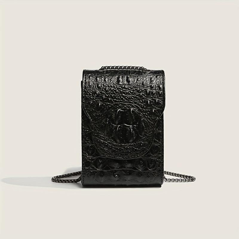 Crocodile Mini Shoulder Bag Crossbody Chain Strap Faux Leather