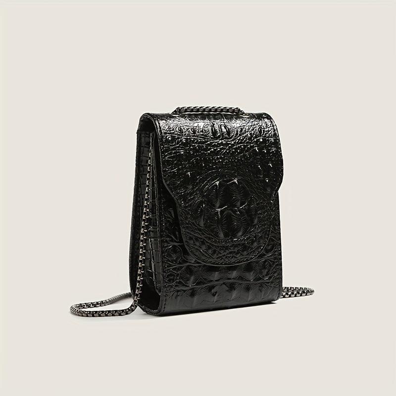 Crocodile Mini Shoulder Bag Crossbody Chain Strap Faux Leather