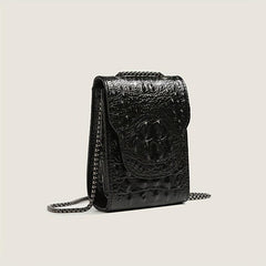Crocodile Mini Shoulder Bag Crossbody Chain Strap Faux Leather