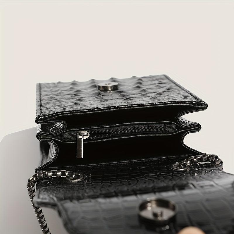 Crocodile Mini Shoulder Bag Crossbody Chain Strap Faux Leather