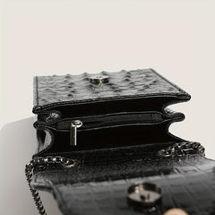 Crocodile Mini Shoulder Bag Crossbody Chain Strap Faux Leather