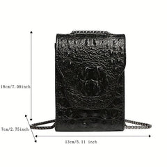 Crocodile Mini Shoulder Bag Crossbody Chain Strap Faux Leather