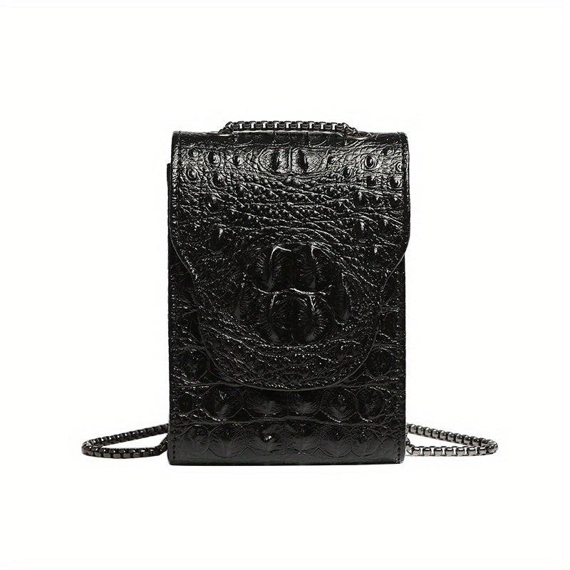 Crocodile Mini Shoulder Bag Crossbody Chain Strap Faux Leather
