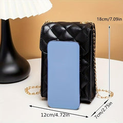 Quilted Chain Crossbody Bag PU Leather Textured Cell Phone Bag