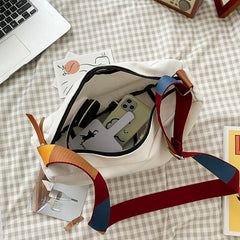 Casual Minimalist Crossbody Bag Colorful Strap Zipper Shoulder Bag