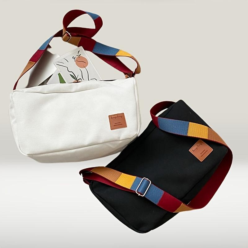 Casual Minimalist Crossbody Bag Colorful Strap Zipper Shoulder Bag