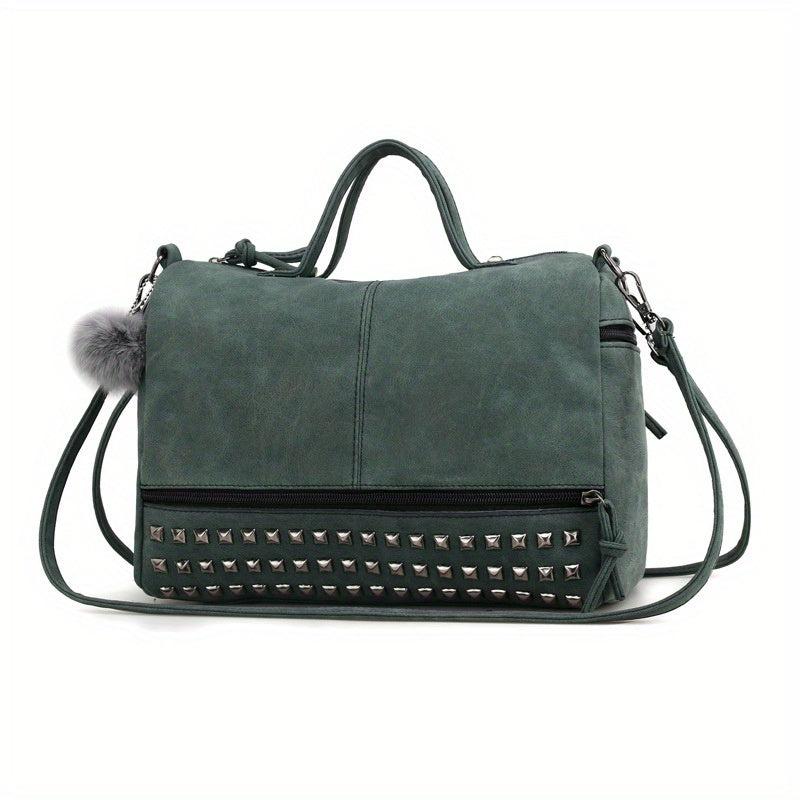 Vintage Studded Crossbody Bag Large Satchel Purse