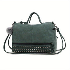 Vintage Studded Crossbody Bag Large Satchel Purse