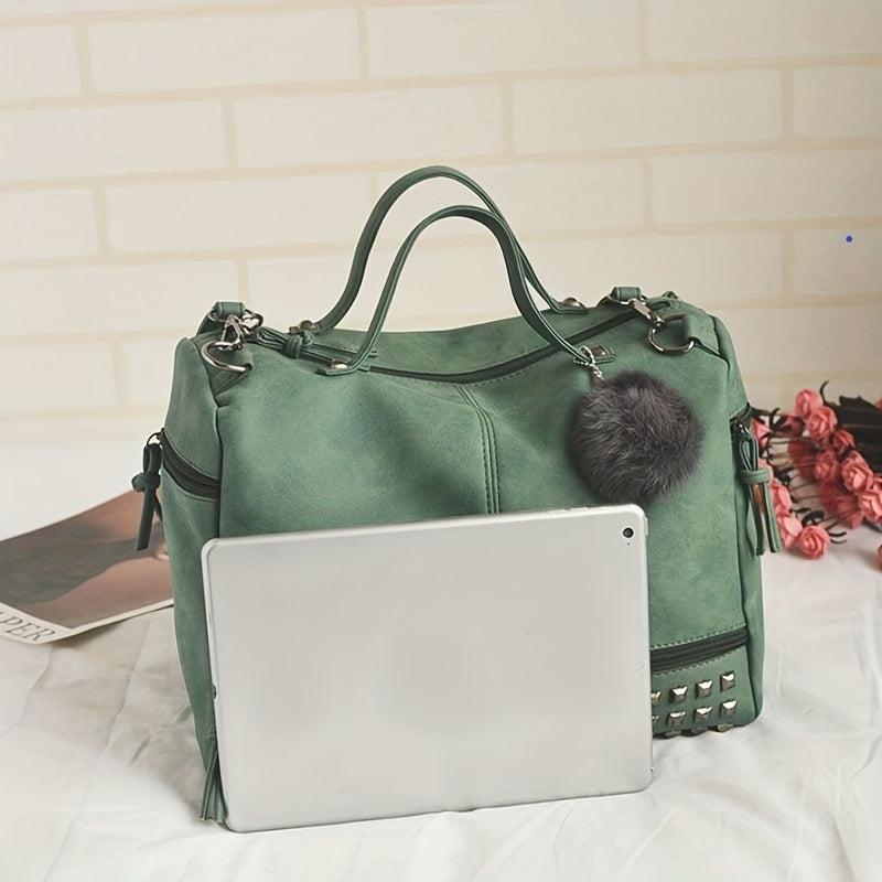 Vintage Studded Crossbody Bag Large Satchel Purse