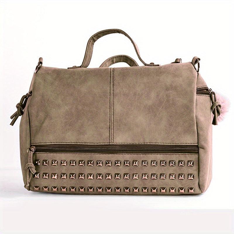 Vintage Studded Crossbody Bag Large Satchel Purse
