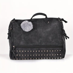 Vintage Studded Crossbody Bag Large Satchel Purse