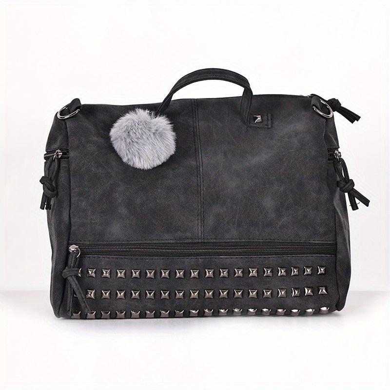 Vintage Studded Crossbody Bag Large Satchel Purse