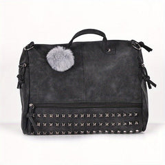 Vintage Studded Crossbody Bag Large Satchel Purse