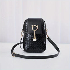 Lattice Pattern Crossbody Cell Phone Bag PU Leather Textured Bag