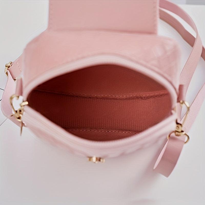 Lattice Pattern Crossbody Cell Phone Bag PU Leather Textured Bag