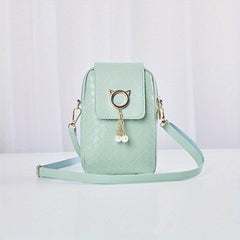 Lattice Pattern Crossbody Cell Phone Bag PU Leather Textured Bag