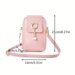 Lattice Pattern Crossbody Cell Phone Bag PU Leather Textured Bag