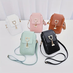 Lattice Pattern Crossbody Cell Phone Bag PU Leather Textured Bag