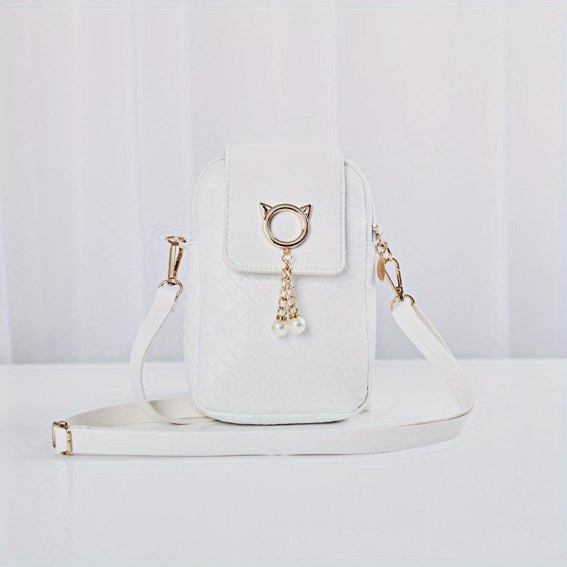 Lattice Pattern Crossbody Cell Phone Bag PU Leather Textured Bag