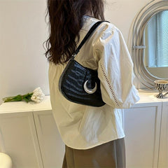 Crocodile Pattern Handbag Buckle Decor Shoulder Bag Women's Purse